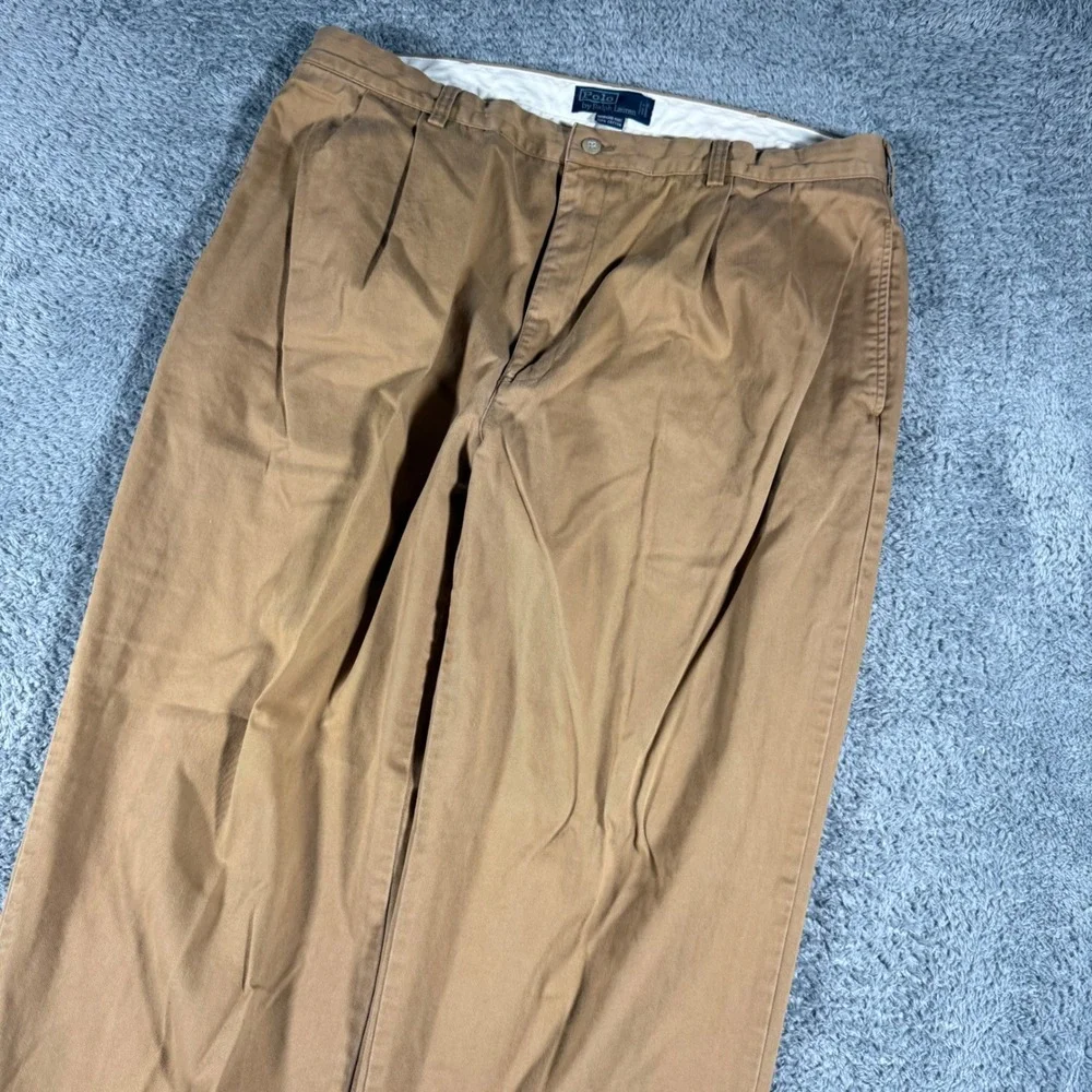 Vintage Polo Ralph Lauren Hammond Pant‎ Mens 42x30 Khaki Double Pleated Chino